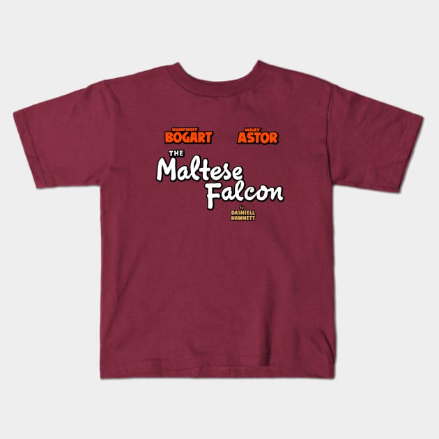 The Maltese Falcon Starring Humphrey Bogart Kids T-Shirt by Noir-N-More